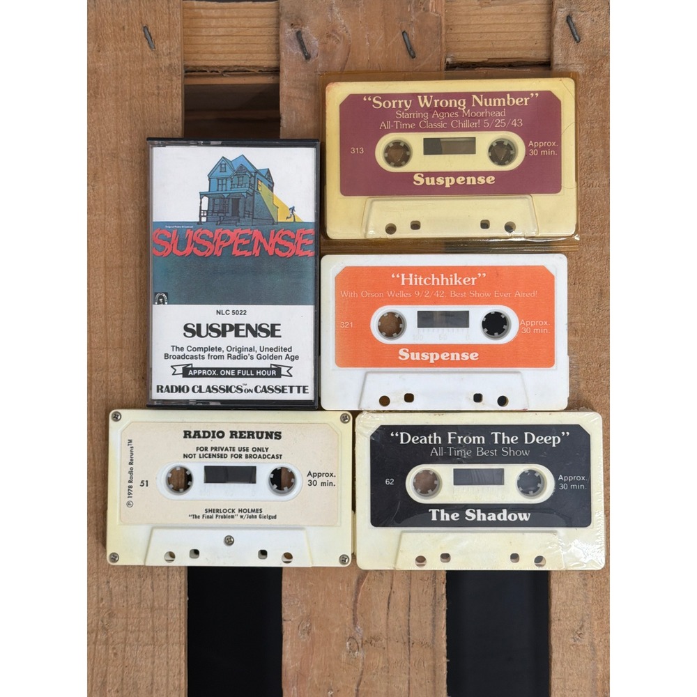 Vintage Radio Reruns Suspense The Shadow‎ Sherlock Holmes Cassette Tape Lot of 5